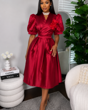 Roselle Royale Satin Midi Dress