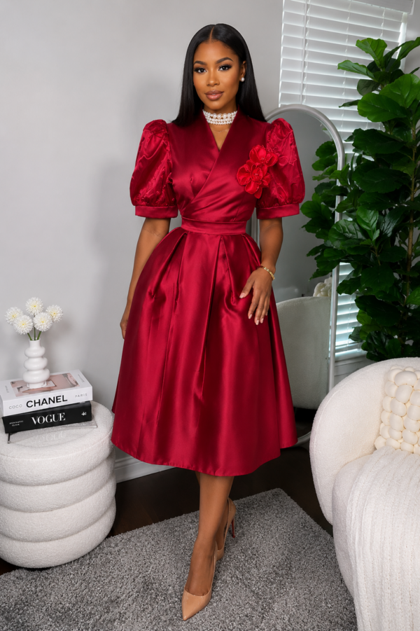 Roselle Royale Satin Midi Dress
