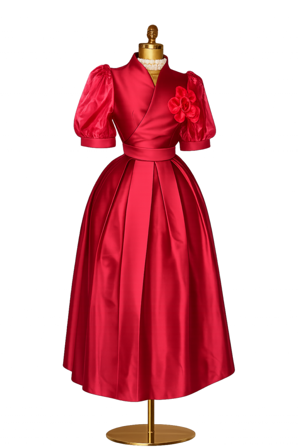 Roselle Royale Satin Midi Dress